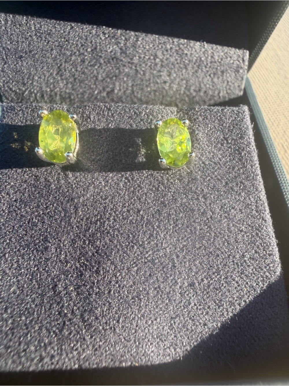 Macy's Silver Peridot-Green Oval Stud Earrings